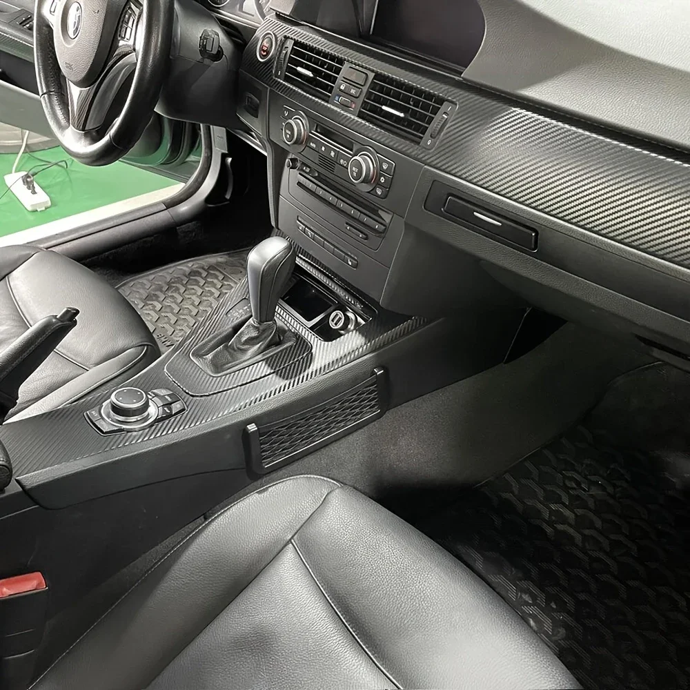 For BMW 3 Series E90 4Doors 05-12 Interior Central Control Panel Door Handle Carbon Fiber Stickers Decals Car styling Accessorie