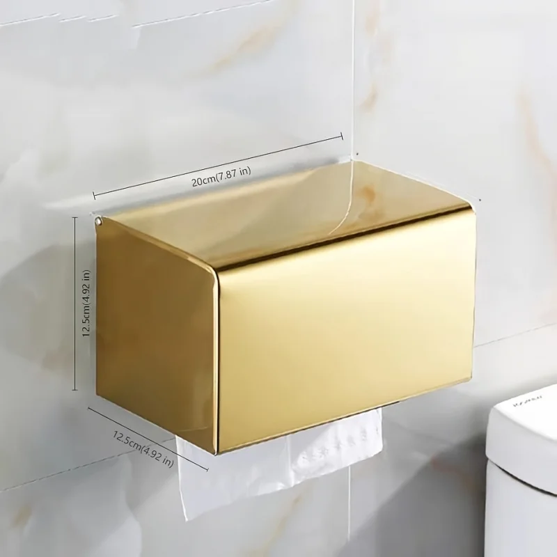 

Golden Stainless Steel Toilet Paper Holder | Rust-Resistant, Moisture-Proof | Dual-Mode, Drill-Free Installation |for Bathroom