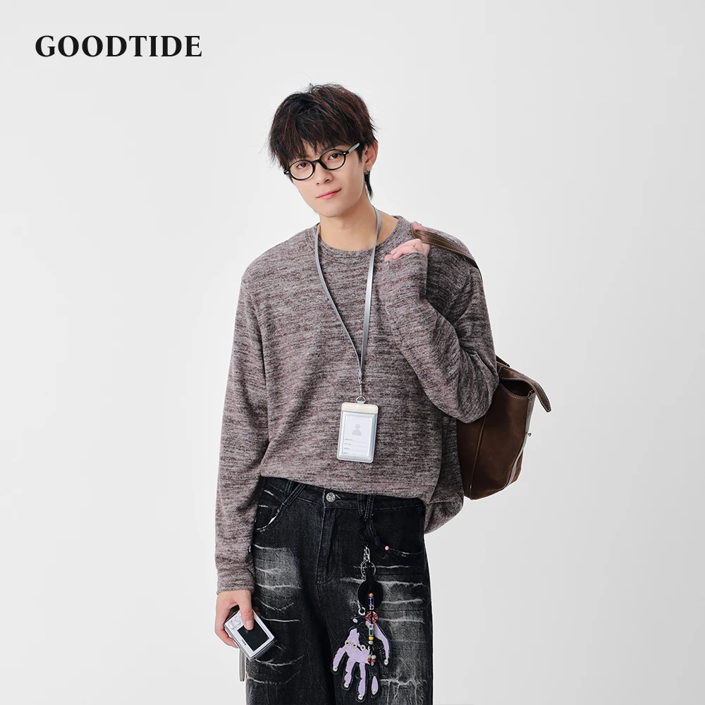 Fashion Men's Casual Crew Neck Sweater 2025 Autumn Winter New Textured Knit and Loose Fit Design Comfortable Daily Wear Top