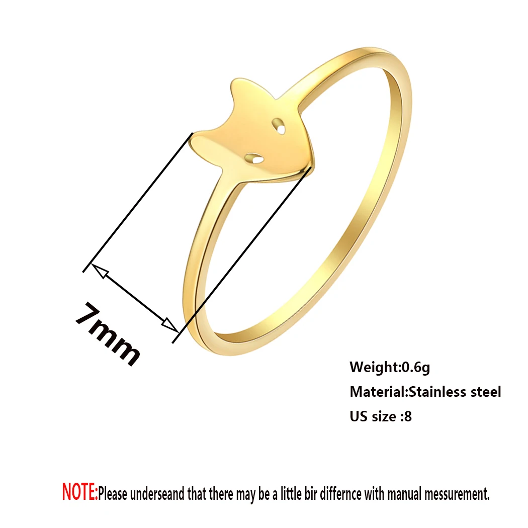 Kinitial Midi Fox Face Stainless Steel Rings Women Punk Animal Pet Lover Cute Design Knuckle Ring Girls Gift image 2