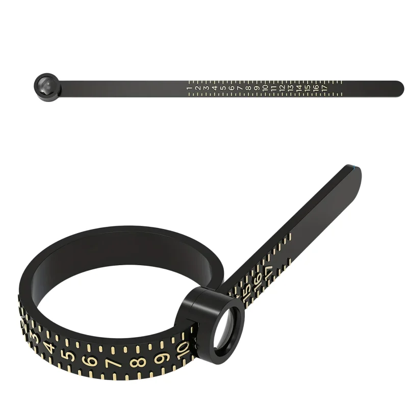 Ring Sizer with Magnifier US UK EU HK Size Scale Finger Measuring Ruler Professional Jewelry Ring Size Tool
