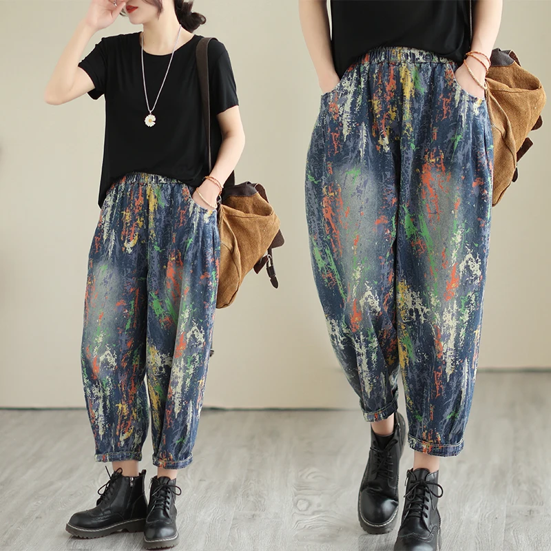 

Весенне-летние утягивающие джинсовые брюки с высокой талией Nine Points Harlan, большие размеры, женские модные джинсы для папы, повседневные