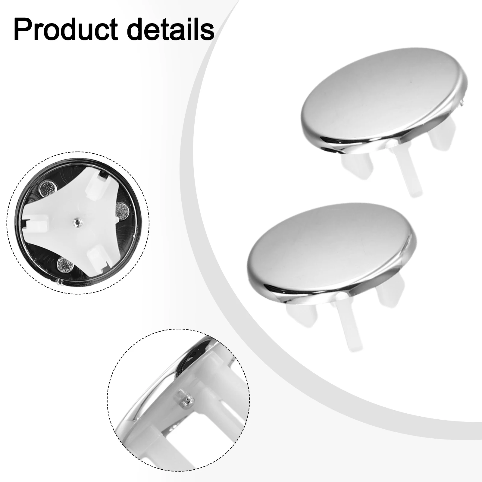 2pc Chrome-Finished Overflow Hole Cover For Bathroom Basin Sinks Fits Standard Round Overflow Openings ABS Construction
