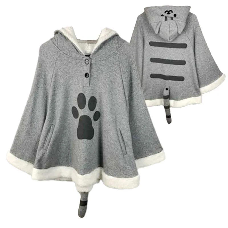 Animal Cat Teacher Cosplay Cute grey cat cloak Costume Carnival Party  halloween Cloak pajamas