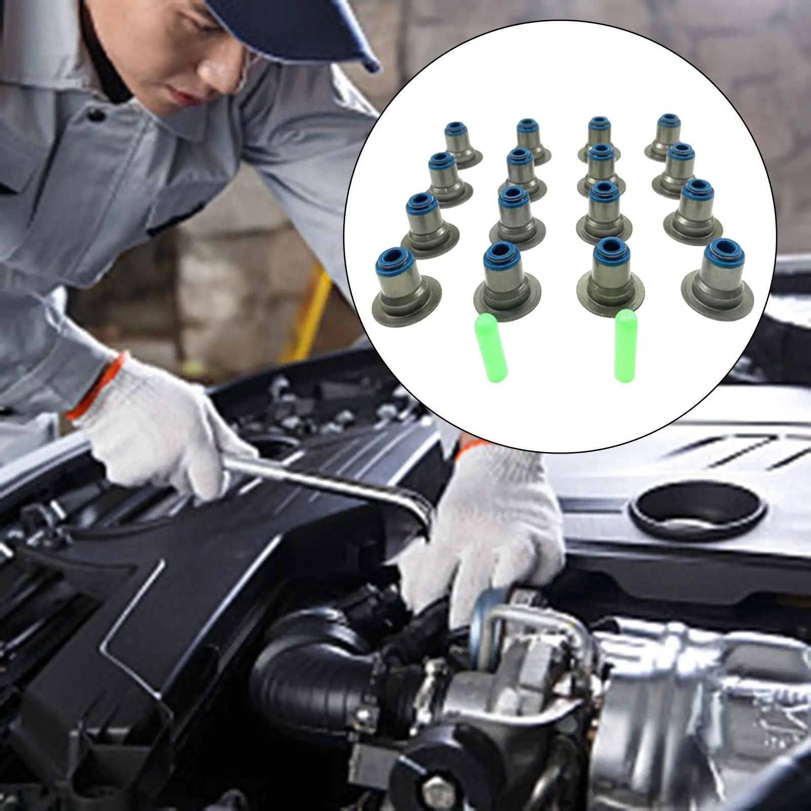 

Replacement Car Valve Seals Silver Metal Top Hat Direct Valve System Parts for GM LS1 LS2 LS6 Engines