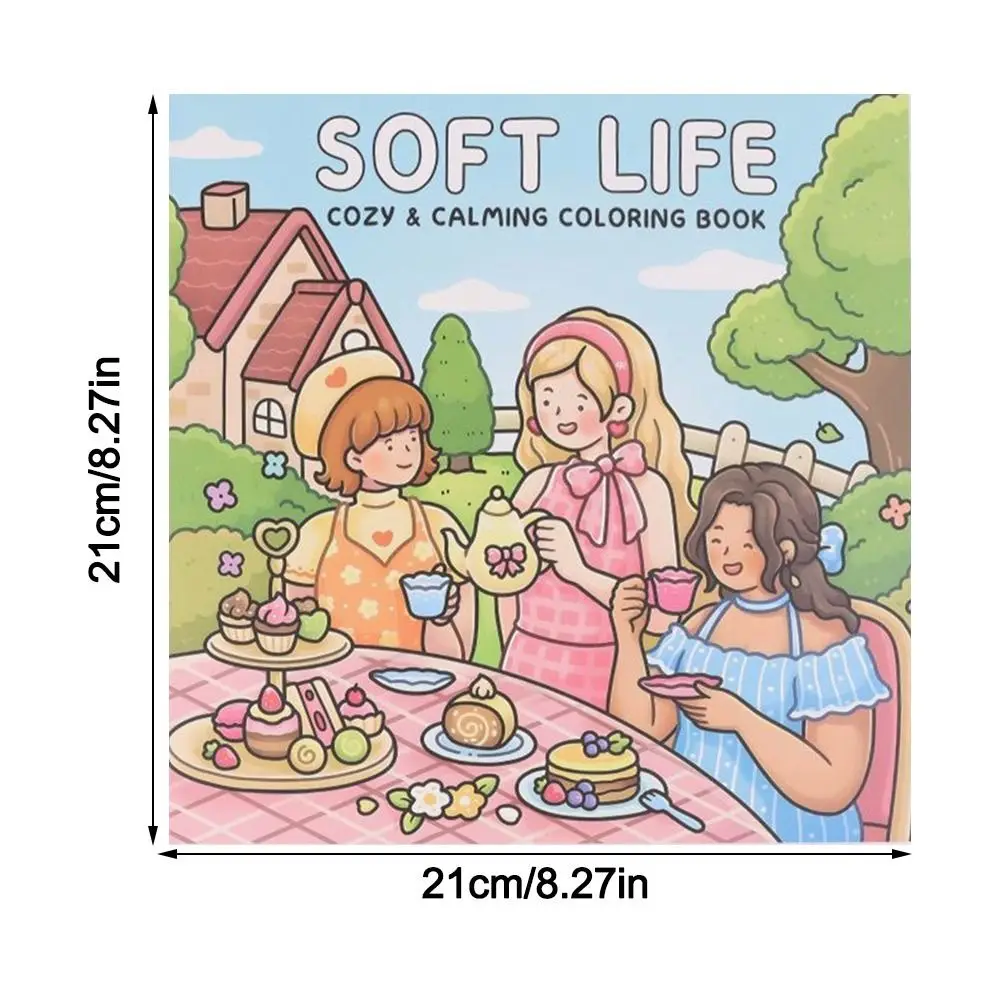สมุดระบายสีการ์ตูนน่ารัก หนังสือระบายสีเพื่อการศึกษา คลายเครียด ปกอ่อน ของขวัญสำหรับการวาดภาพ สมุดระบายสีสำหรับผู้ใหญ่และวัยรุ่น