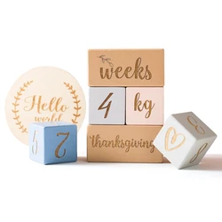 Colourful Milestone Wooden Block Baby Photography Milestone Memorial Monthly Newborn Commemorative Card Number Photo Accessories