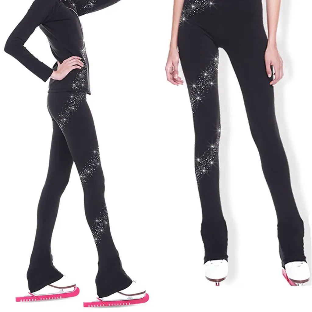 Skating Tights Crystal Sparkling Pants Figure Skate Leggings 110