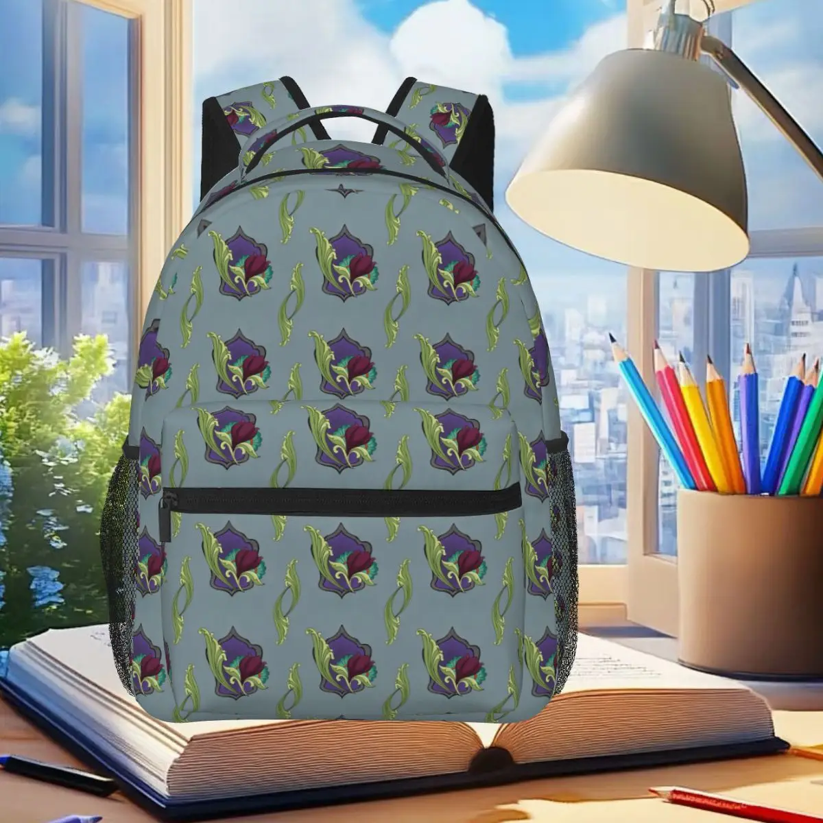 

Goth Nouveau Floral Seamless Backpack Student Boys Girls BookBag Kids School Bag Computer Shoulder Bags for Men Women
