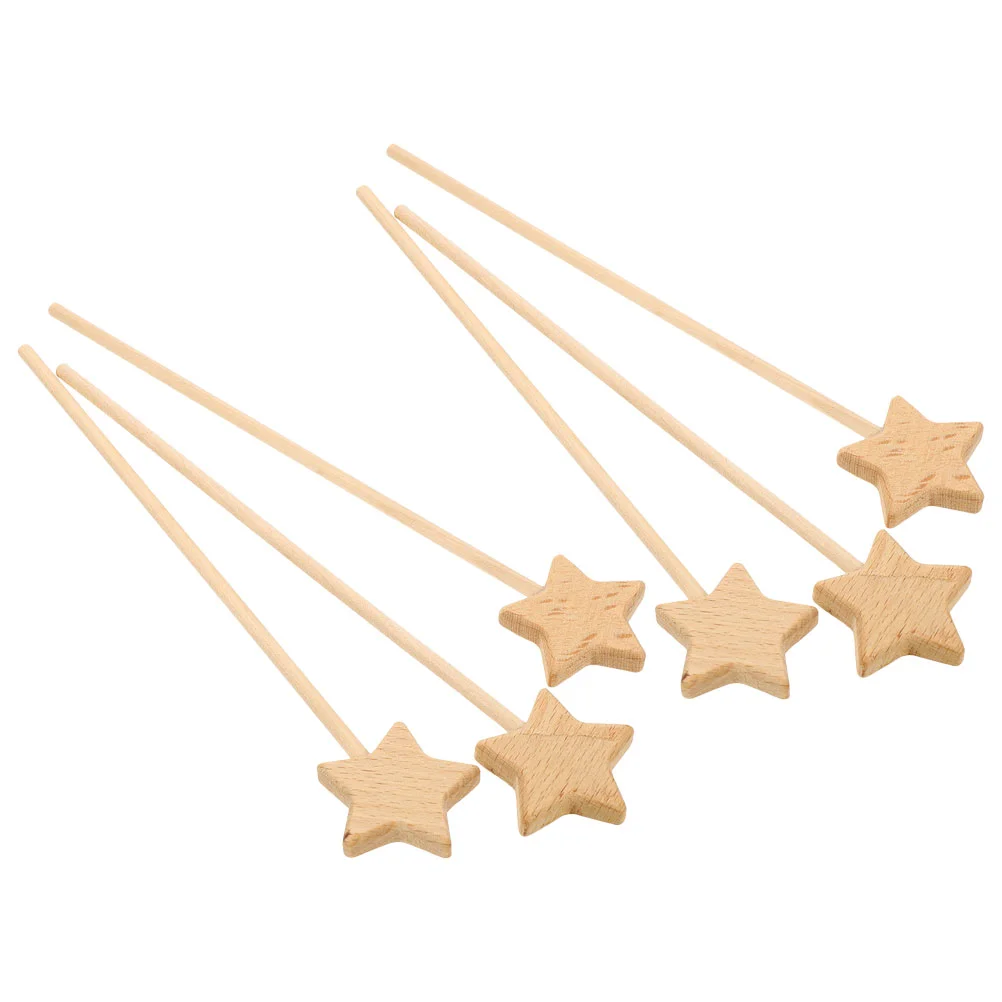 6 Pcs Fairy Wand Unpainted Painting Bulk Toys Graffiti Stick Unfinished Wood Sticks Room Decor Child