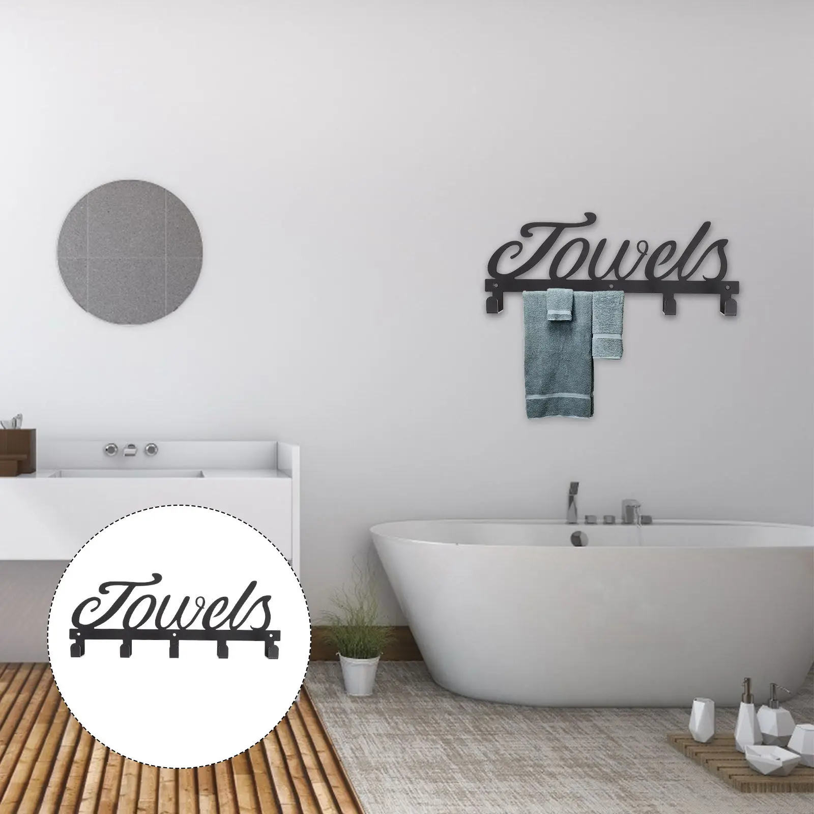 

Набор из 1 настенного держателя для полотенец: премиум-класс, металлический, для ванной и кухни, водонепроницаемый, устойчивый к коррозии, без сверления, с крючками для полотенец