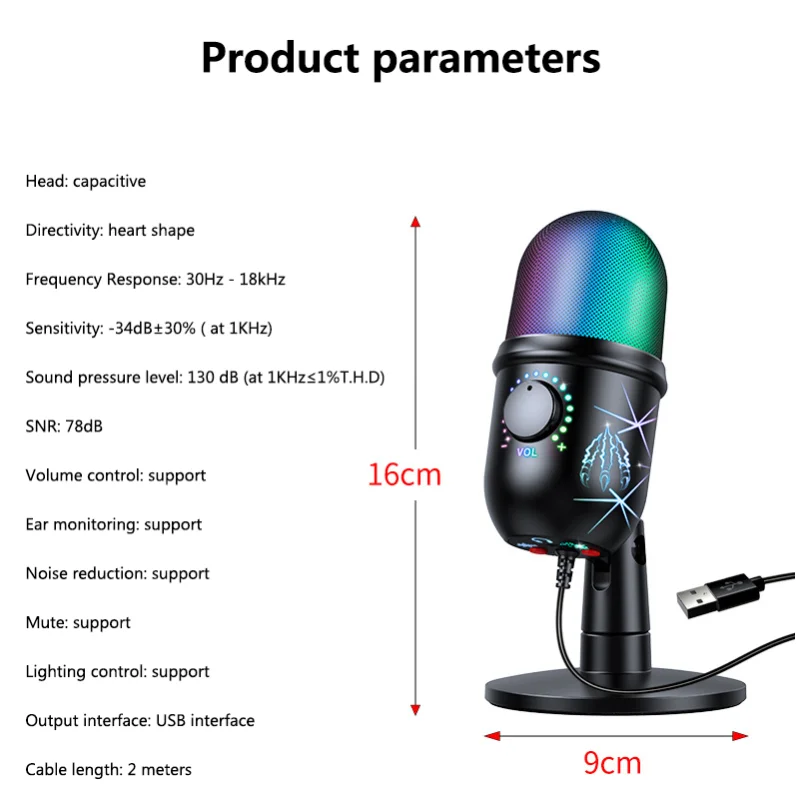 V5 السلكية ستوديو البث ميكروفون Usb تيار تسجيل سطح المكتب Usb مكثف هيئة التصنيع العسكري إلغاء الضوضاء RGB الألعاب ميكروفون