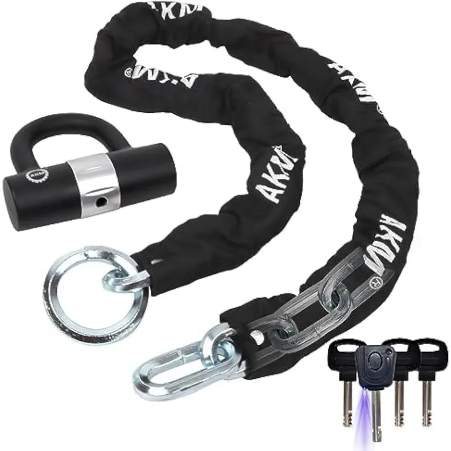 

Heavy Duty 150cm 5ft Motorcycle Chain Lock with 12mm Thick Cutproof Design and 4 Keys for Enhanced Security Compatible with Mop
