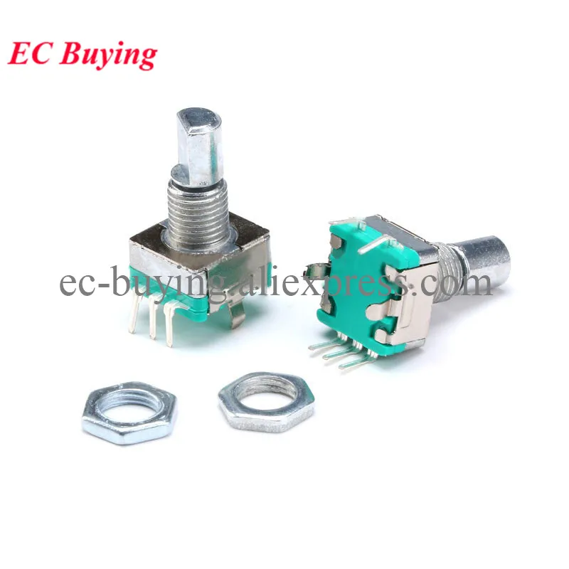 2pcs/lot Half / Plum Axis Rotary Encoder Handle Length 15mm / 20mm Code Switch/ EC11 / Digital Potentiometer with Switch 5Pin