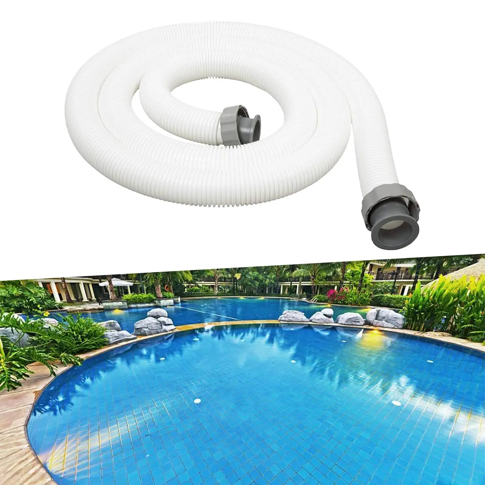 Tubo per piscina Tubo per pompa per piscina multiuso, parte di ricambio, leggero, flessibile, tubo per piscina da 38 mm lungo 59 pollici