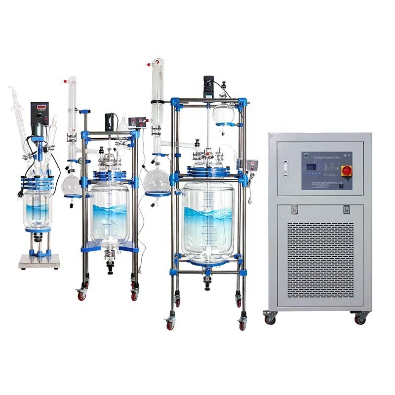 Explosion Proof Industrial Chemical 5L 10L 20L 50L 100L Lab Glass Reactor Jacketed Crystallization Reactor