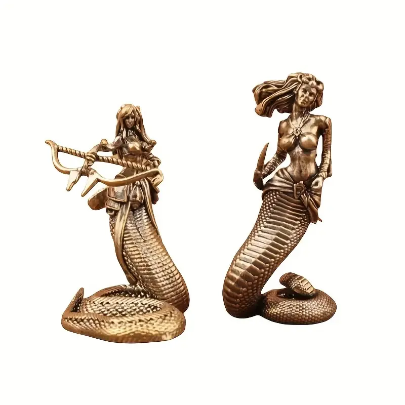 2 pieces collectible figurines Medusa ornaments - anime greek mythology theme with knife or bow and arrow
