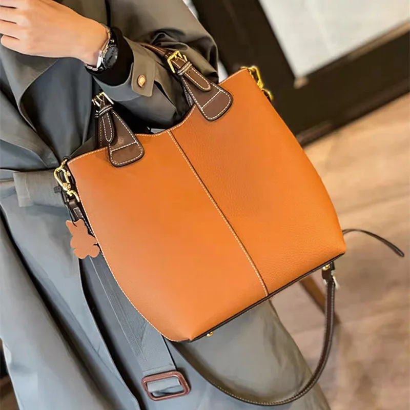

2025 Classics Top Genuine Leather Women's Totes Bag New Fashion Designer Handbag Banquet Luxury Shoulder Crossbody Bucket Bag