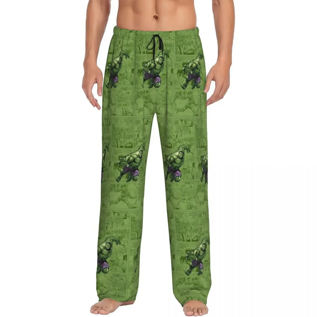 

Custom Hulk Pajama Pants Men Green-Skinned Sleepwear Lounge Sleep Bottoms Stretch with Pockets