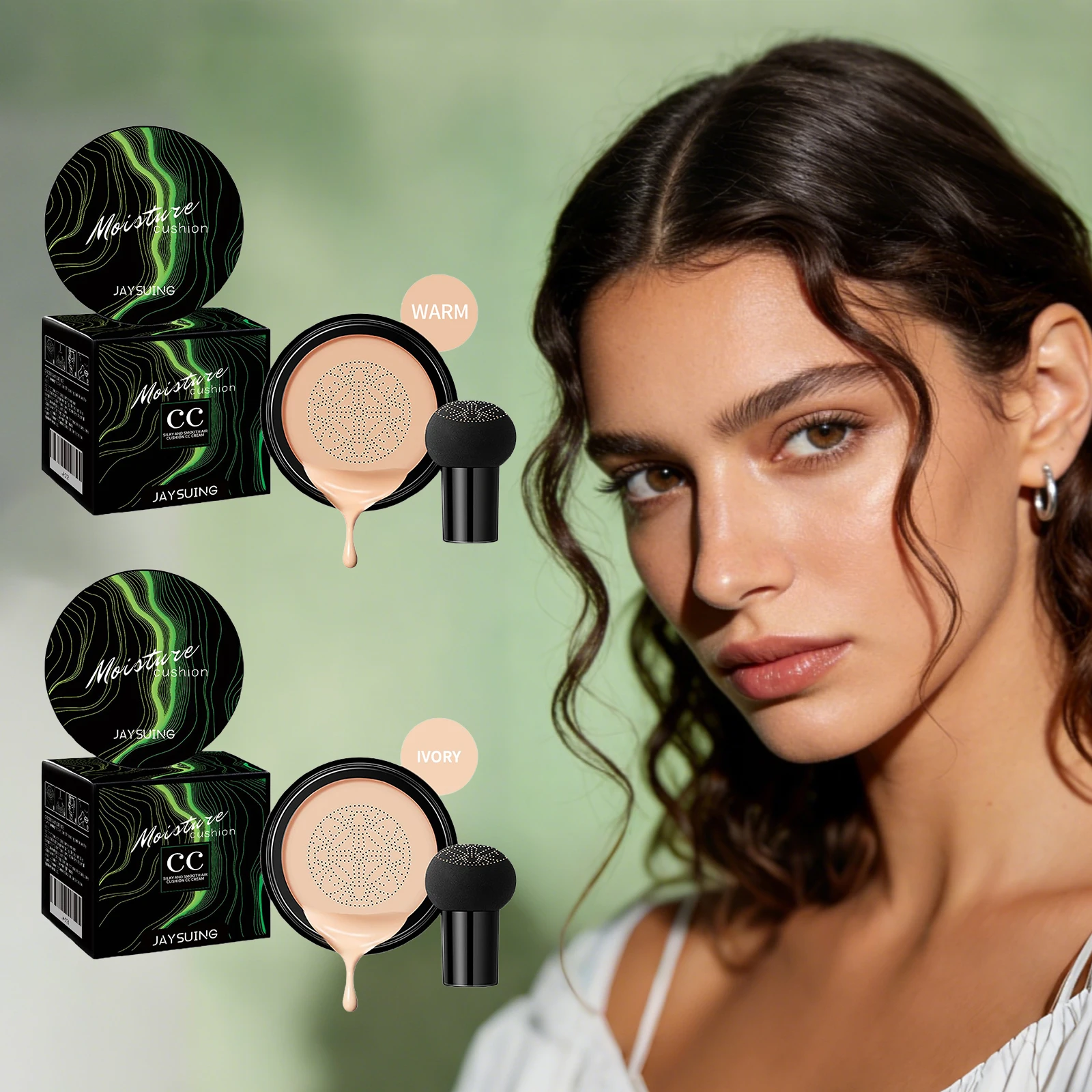 Lightweight Mushroom Head Air Cushion High Cover Oil Control Brighten Skin Tone Hide Dark Circle Blemish Facial Concealer Makeu