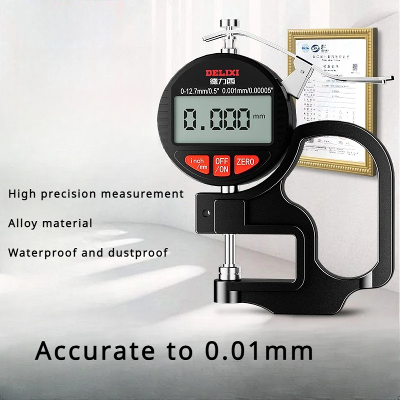 Digital Thickness Gauge Micrometer High Precision Thickness Gauge Steel Sheet Paper Film Sheet Thickness Measuring Instrument