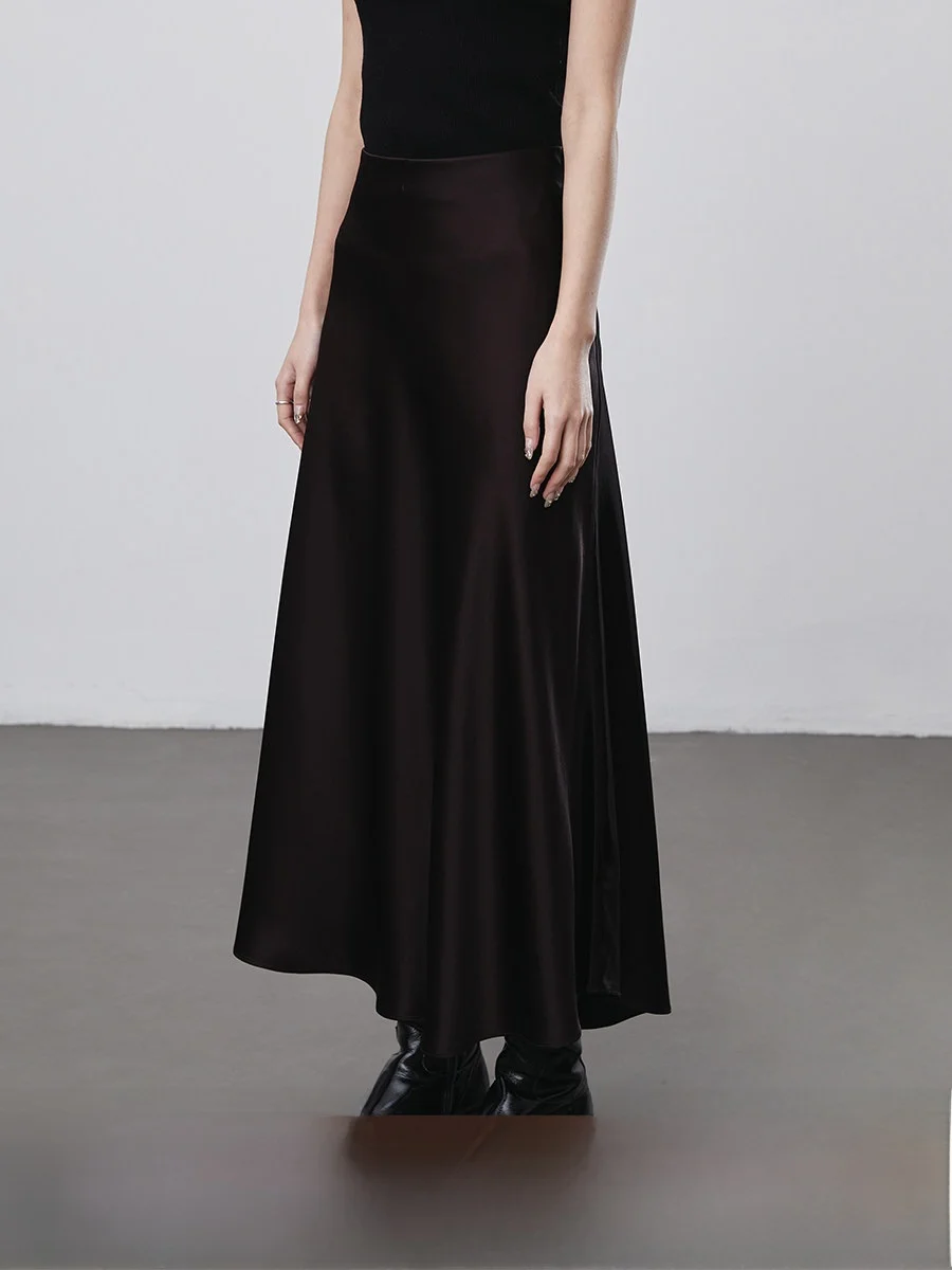 

Женская юбка-миди A-силуэта Caremind из ацетатного атласа с высокой талией, блестящая, шелковистая, глянцевая