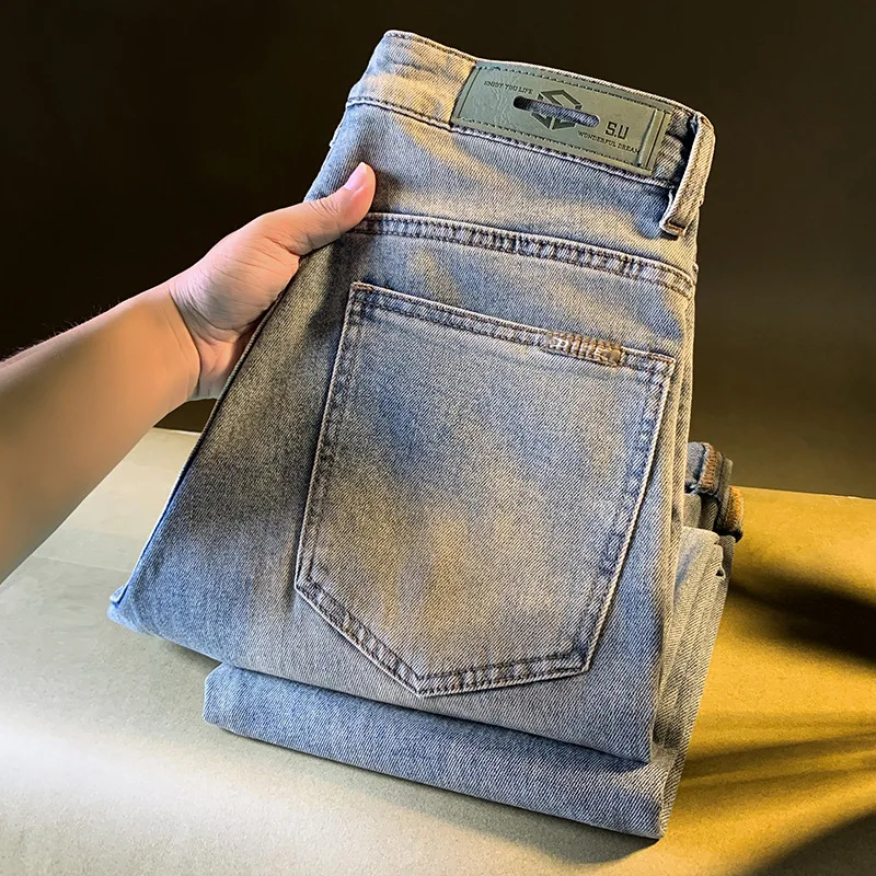 

High end jeans men's autumn new item retro blue casual loose straight tube versatile men's Korean version pants