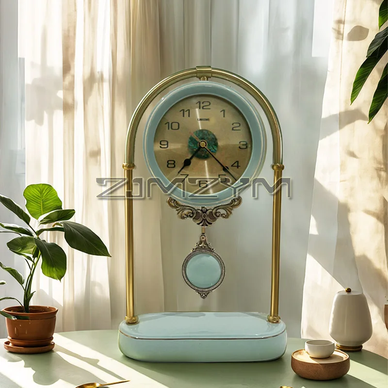 

Настольные часы, керамические каминные часы с маятником, бесшумный механизм, винтажные настольные часы, юбилейные часы для гостиной