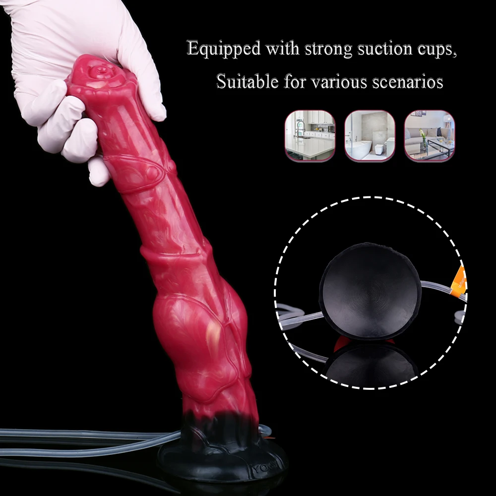 YOCY نفخ طويل الحصان دسار Squiritng معقود القضيب جهاز تدليك للمهبل سيليكون الشرج ألعاب جنسية للنساء الاستمناء