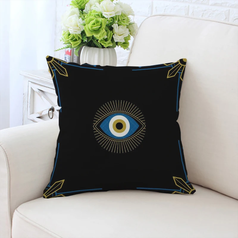 

45x45cm Mediterranean Evil Eye double-sided printed custom pillowcase sofa cushion cover room decoration office chair backrest