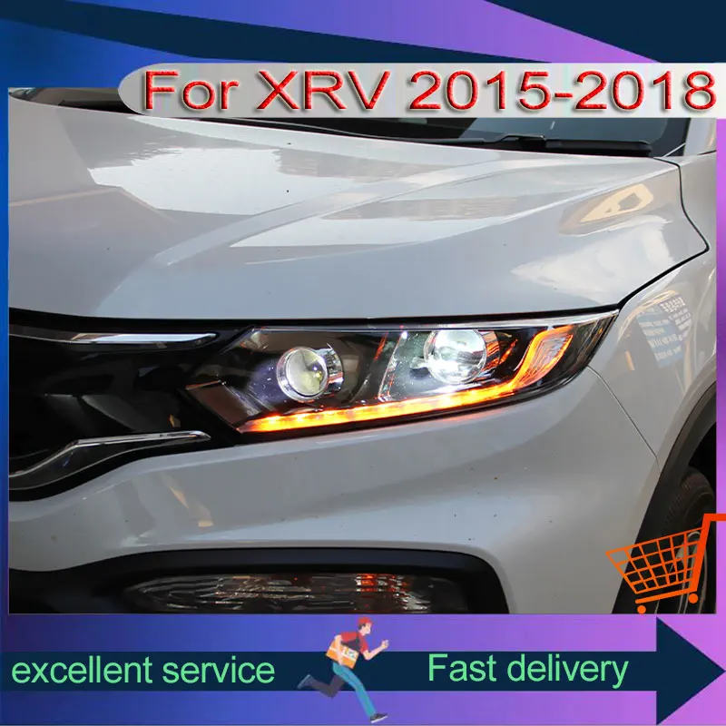 

Автомобильные передние фонари для Honda 2015-2018 XRV, модификация, обновление, автомобильные аксессуары, светодиодные DRL, ксеноновые фары с двойной линзой