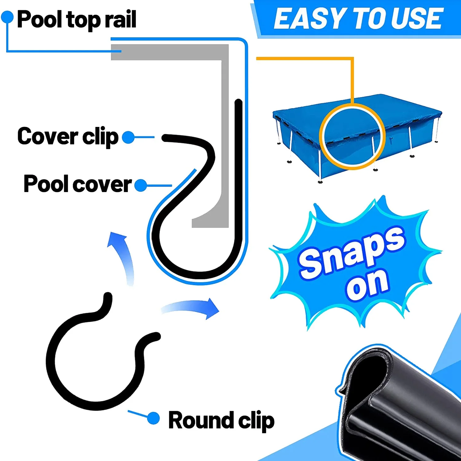 48 Pack Winter Pool Cover Clips for Above Ground Pools- 2 Shapes Pool Clips Pool Cover 4.7 Inch