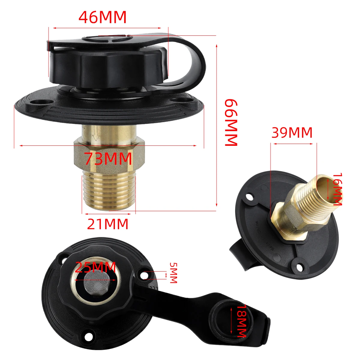 Suitable for black and white RV inlet brass connector of carburetor, with check valve combination kit; Suitable for RVs, ships