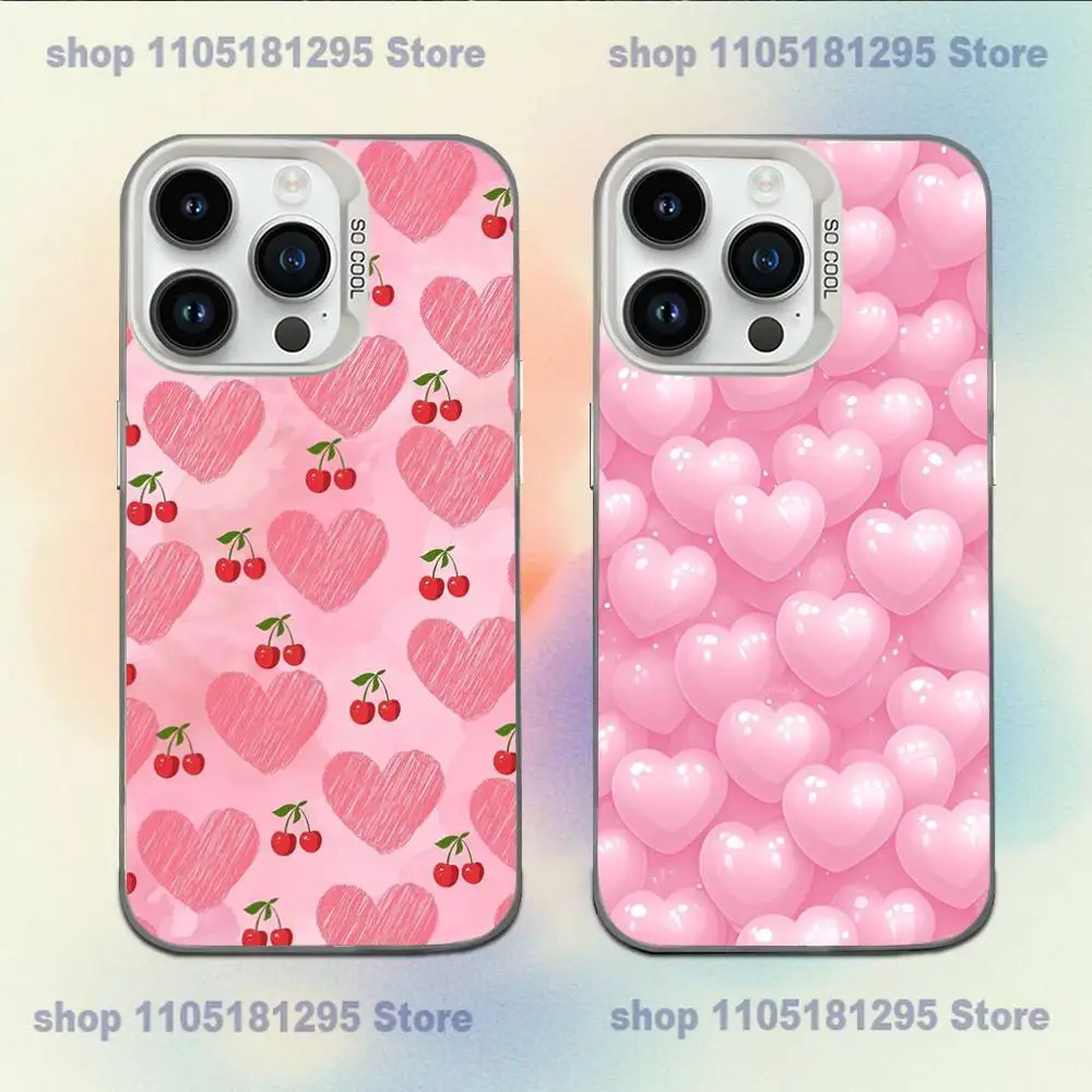 

Cute Love Heart Phone Case For iPhone XR,17,16,15,14,13,12,11,X,Mini,Pro,E,MAX White Candy Matte Shockproof Cover