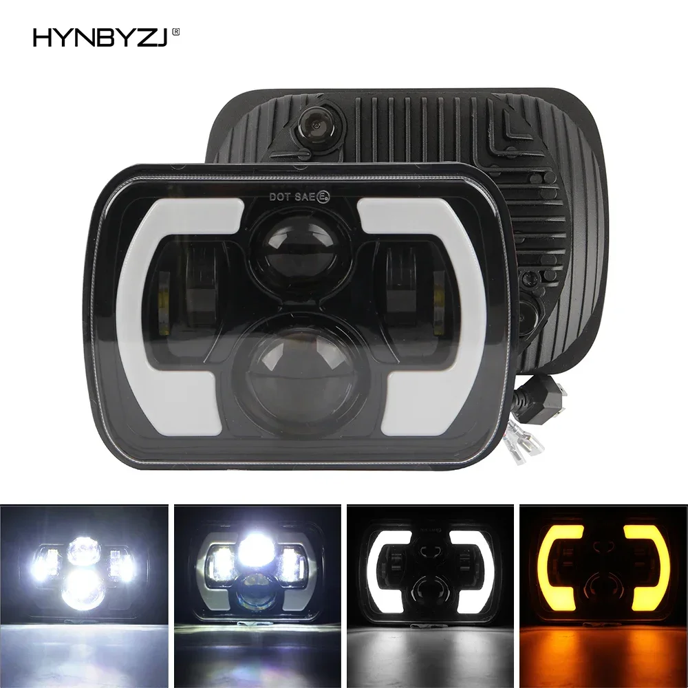 HYNBYZJ 500W 7 inch 300W LED Headlight Hi-Lo Red Sealed Beam Waterproof for Chevrolet Car Truck SUV Auto Accessories