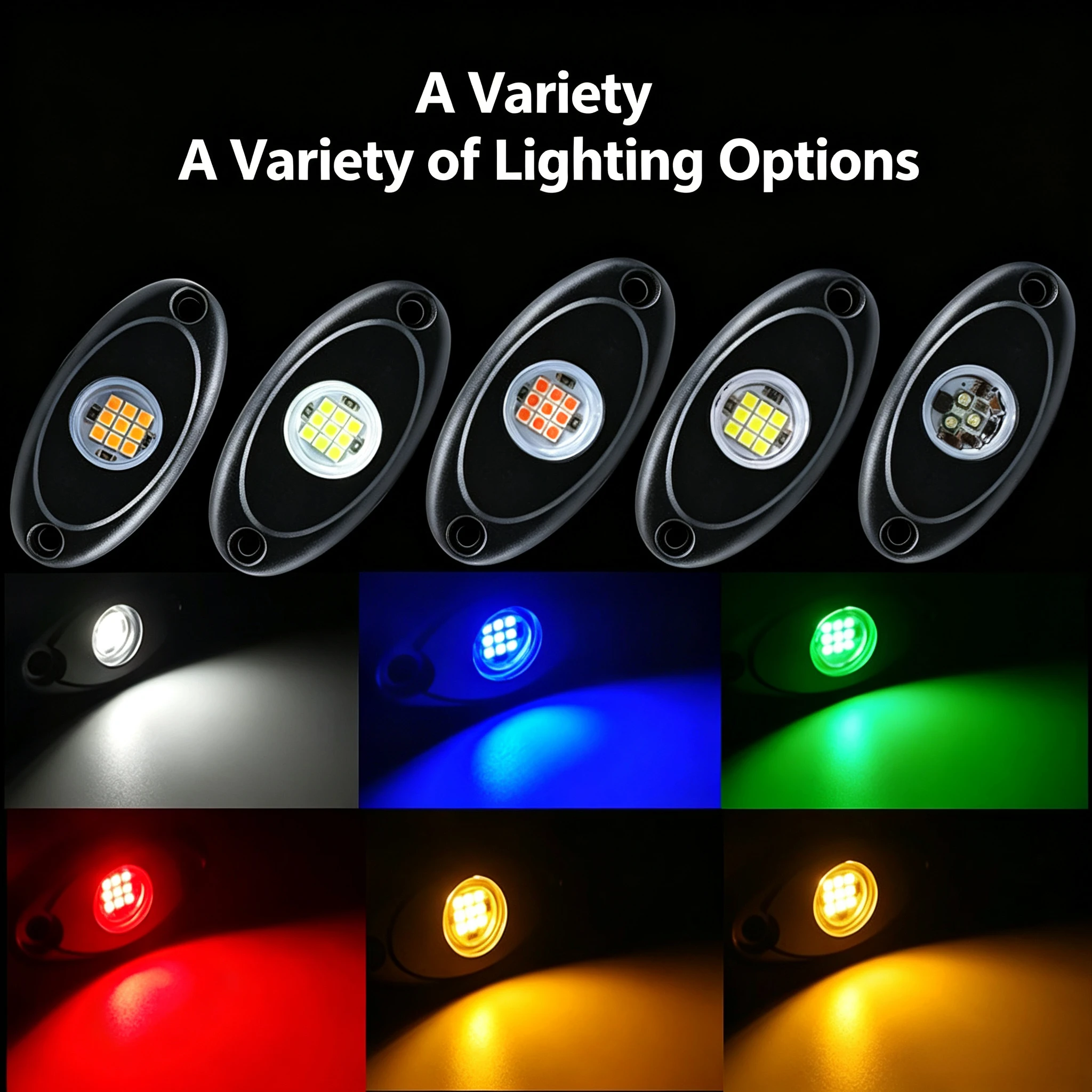 NXY 9 LED Rock Lights Single Color Car Chassis Underglow Deck Light Wired Control Ambient Lamp Off Road SUV Truck Decoration