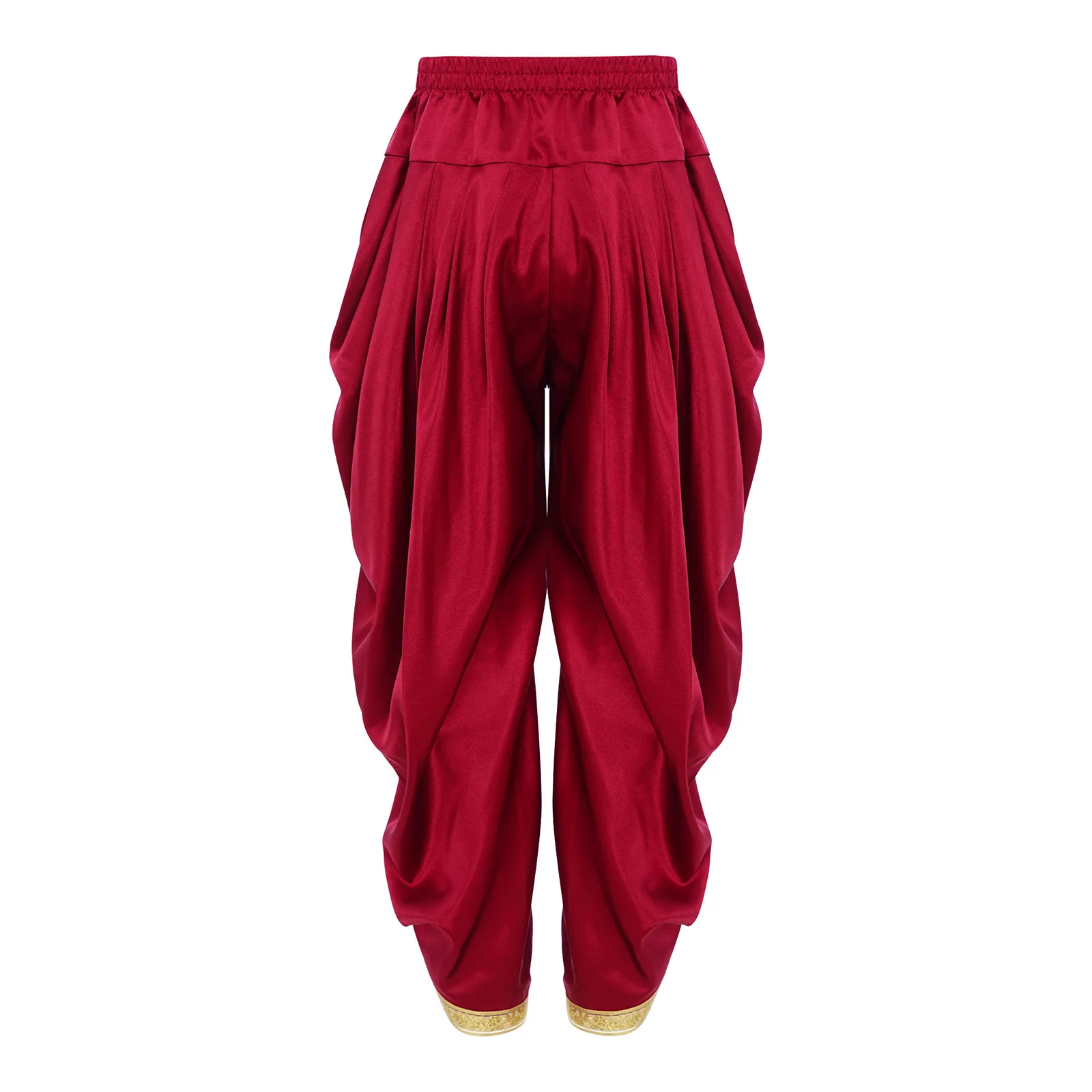Kids Boys Satin Dhoti Pants Elastic Waistband Draped Baggy Trousers for Halloween Theme Party Cultural Events Festive Occasions
