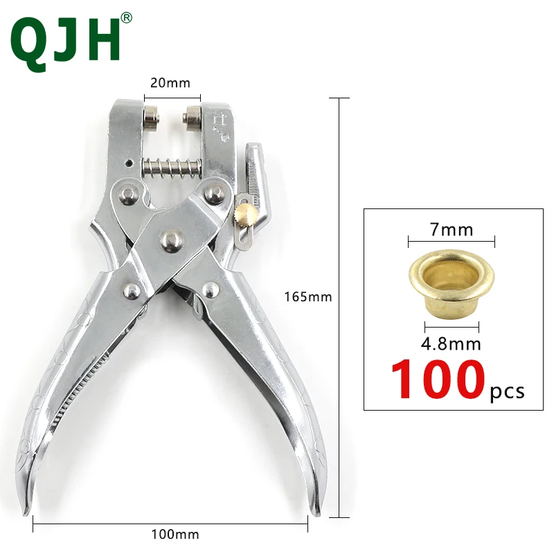 QJH 101Pcs Dual-Purpose Tool Grommet Eyelet Pliers Kit, Portable Grommet/Puncher Hand Press kit for Leather/Belt/Shoes/Cloths