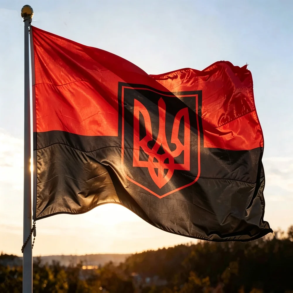 Ukraine Red Black Tryzub Trident Flag 2x3ft 3x5ft Polyester Banner Ukrainian Patriotic Flag For Outdoor Display Event Decor