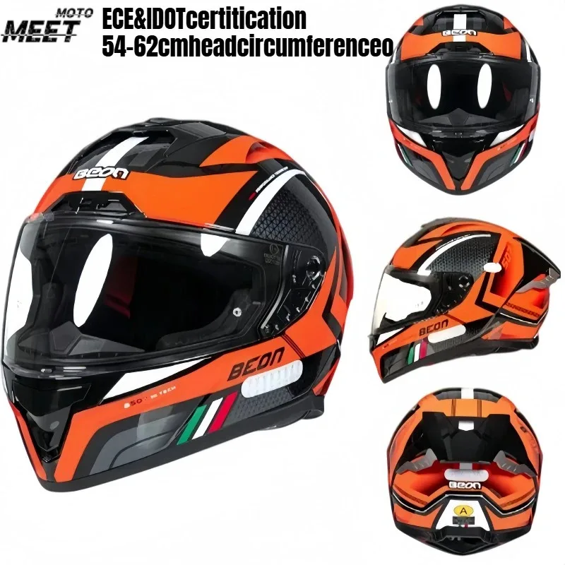 New Full Face Motorcycle HelmetECE & DOT Certification | Large Tail Wing Design | Racing & Off-Road Use | for Men and Women