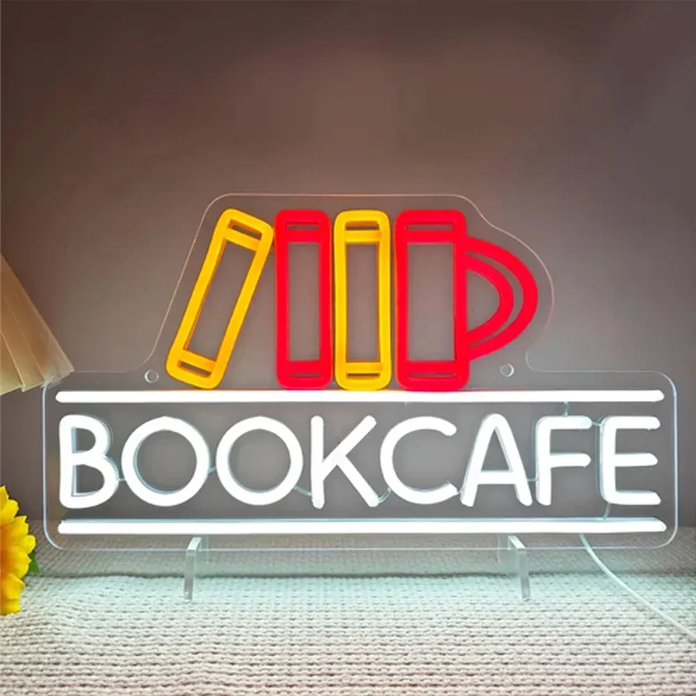 Cat Reading Neon Led Sign Mouse Read Book Wall Decor Light For Study Room Reading Room Library Dimmable Room Decoration USB