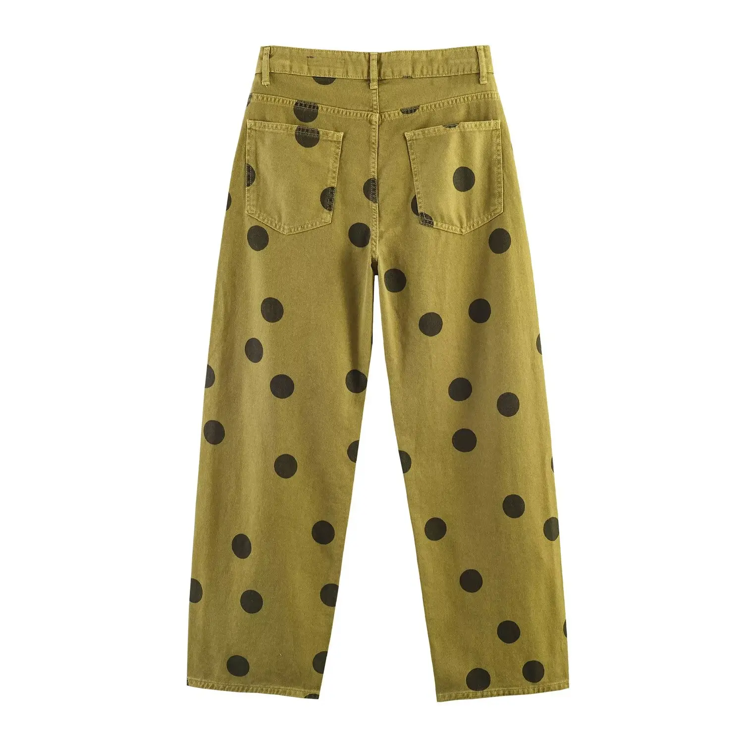 TFMLN Neue Damen Barrel-Jeans mit Punktmuster, lockere Denim-Hose, Sommermode, lässige Reißverschluss-Hose, Vintage Wide-Leg-Hose für Damen – Detail 3