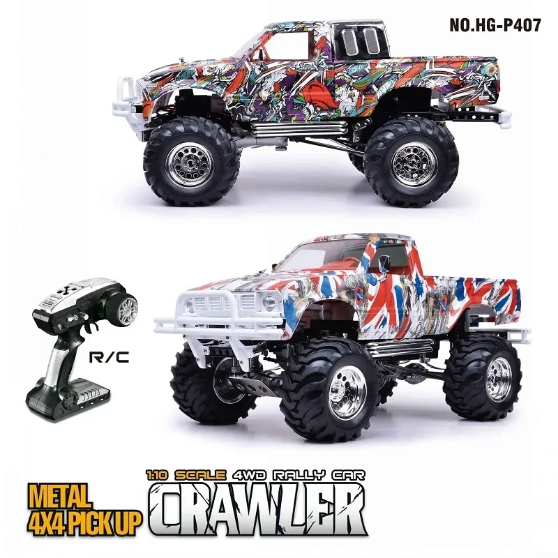 HG-P407 1/10 Climbing Car 2.4G 4WD Remote Control Car Charging Pickup Truck Differential Lock Boy Toy Car Adult Children Gift