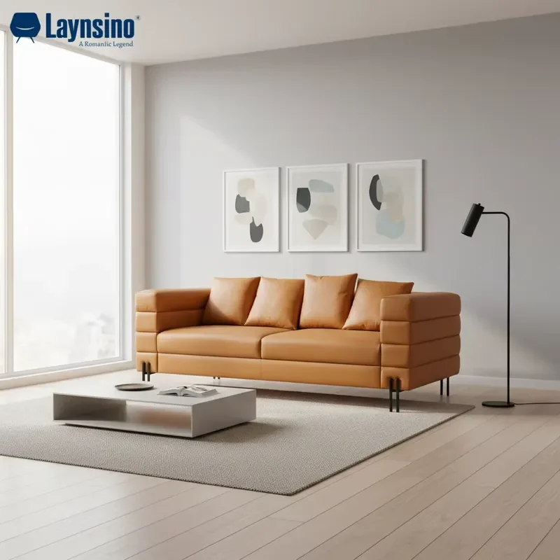 Living Room Furniture Modular Sectional Design Modern Home Hotel Lobby Waiting Room Brown 3 Seater Leather Sofa