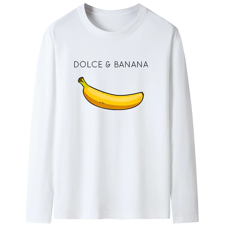 DOLCE&BANANA Shirts 2024 Spring Mens O-Neck T-Shirt Long Sleeve T Shirt Male Solid Tshirt Man Clothing Tshirt Men Tops Tees