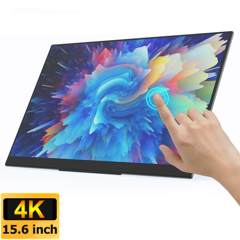 

15.6inch 4K Portable Monitor UHD Touchscreen LED Full-featured USB Type-C HDMI2.0 Eye Care 550 Brightness with Speakers Holder