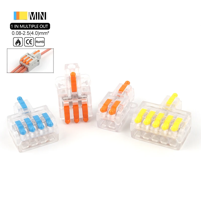 5/10PCS Mini Fast Compact Splicing Conductor Connector 1 In Multiple Out Splitter Splicing Terminal Block M3 screw fixing Hole