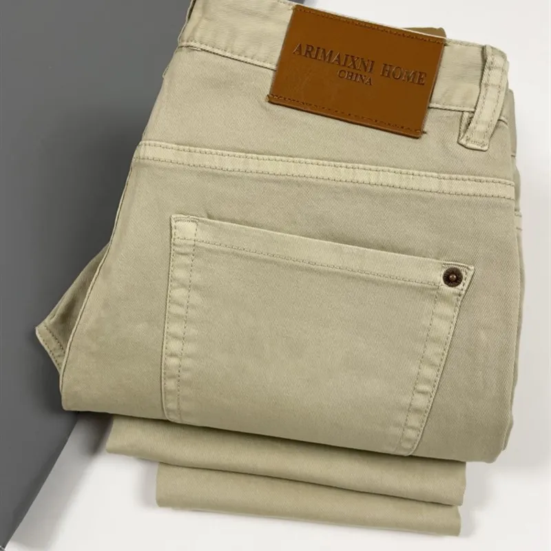 

High-End Khaki Pants Men's Slim Fit Faionable Busin Casual Pants Spring Summer Nine Points Elastic Versatile Casual Pants