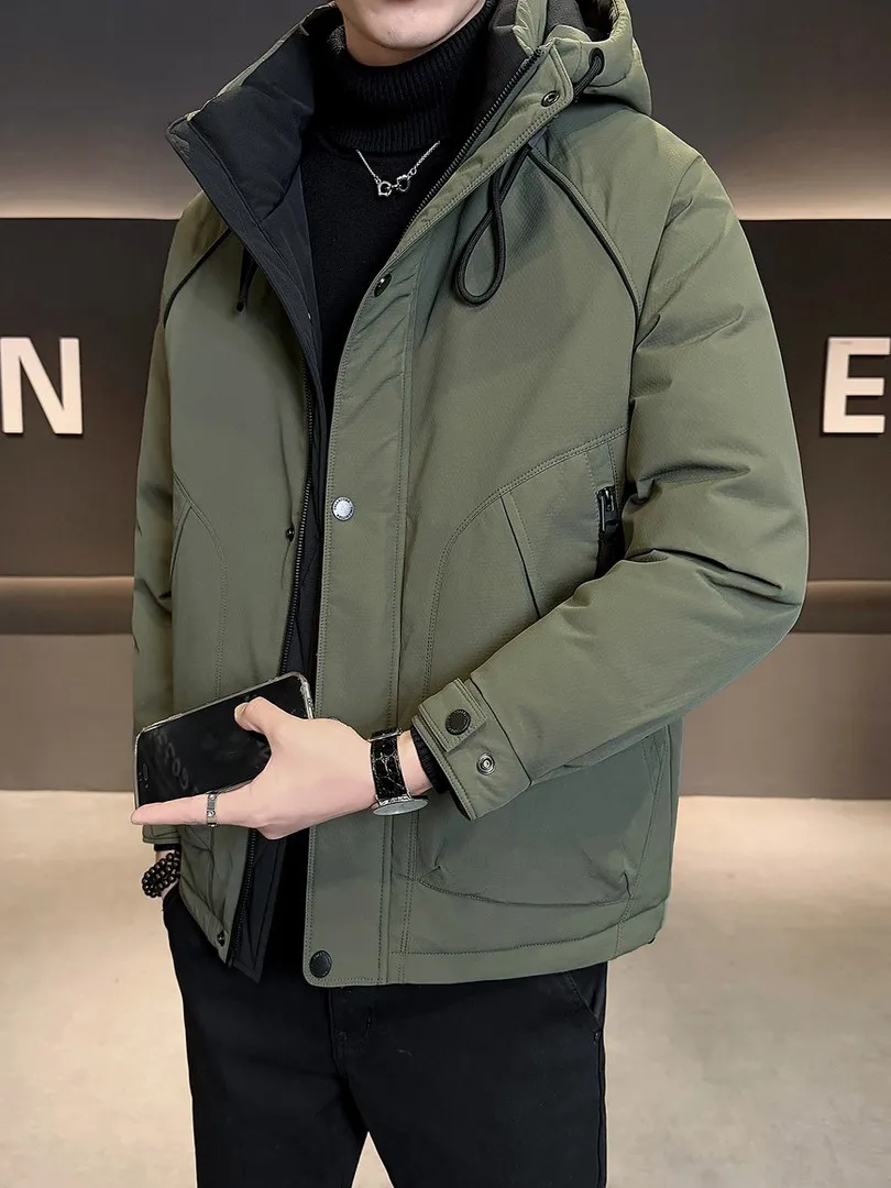 

Утепленная мужская рабочая куртка-пуховик с капюшоном, в стиле пэчворк, большого размера, зимняя теплая куртка из модного полиэстера, белая.