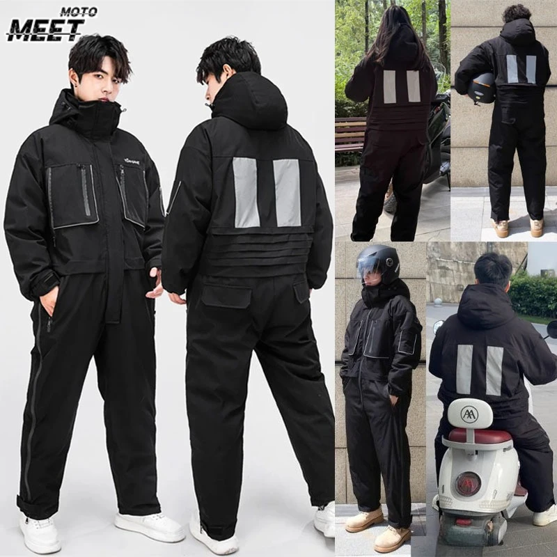 

Winter Electric Motorcycle Riding Jacket Work Clothes Moto Warm and Velvet Thickened Split Legs Riding Suit Fishing Clothe